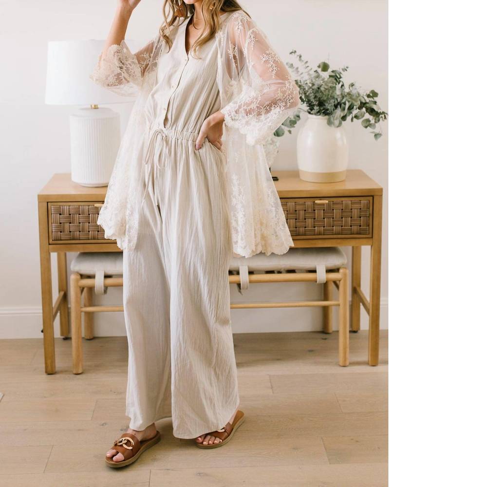 NEW ANDREE BY UNIT boardwalk jumpsuit in cream - Picture 3 of 10